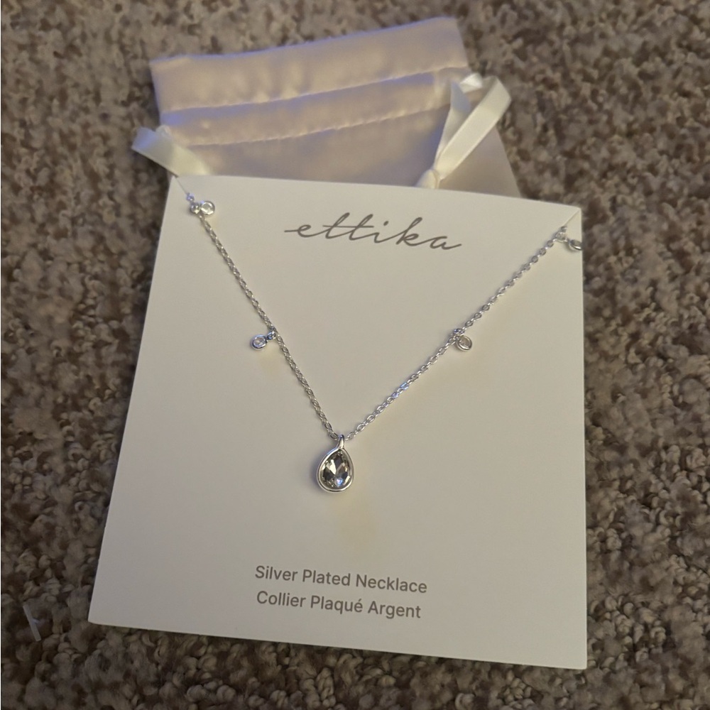 ETTIKA DRIPPING IN CRYSTALS DROP SILVER PLATED NECKLACE